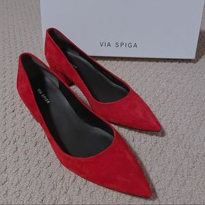 Via Spiga Red Suede Leather Heels